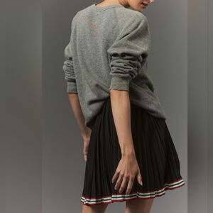 Maeve Anthropologie NWT Black Pleated Mini Skirt Varsity Stripe Size 8